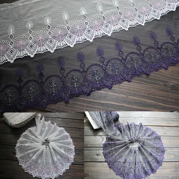 

16cm 6.3inch wide -3yards/lot DIY Craft Accessories Embroidered Tulle Lace Trim for Garment Decoration