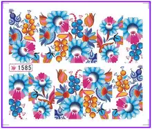 

1X Water Transfers Stickers Nail Decals Stickers Water Decal Full Cover Blue Flower SY1585