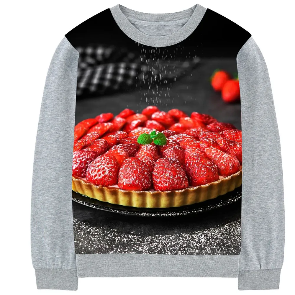 girl T Shirts Fashion Print Delicious strawberry pastries boy Round