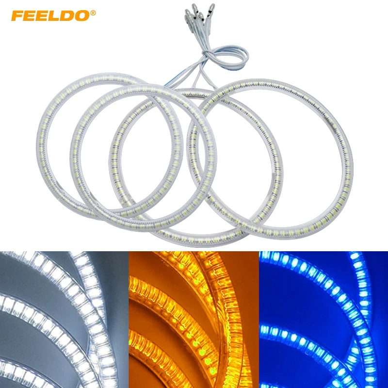 

FEELDO 2X106mm 2X126mm Car LED Halo Rings Angel Eyes DRL Head Lamp For Toyota Corolla 01-04 Light #HQ2946