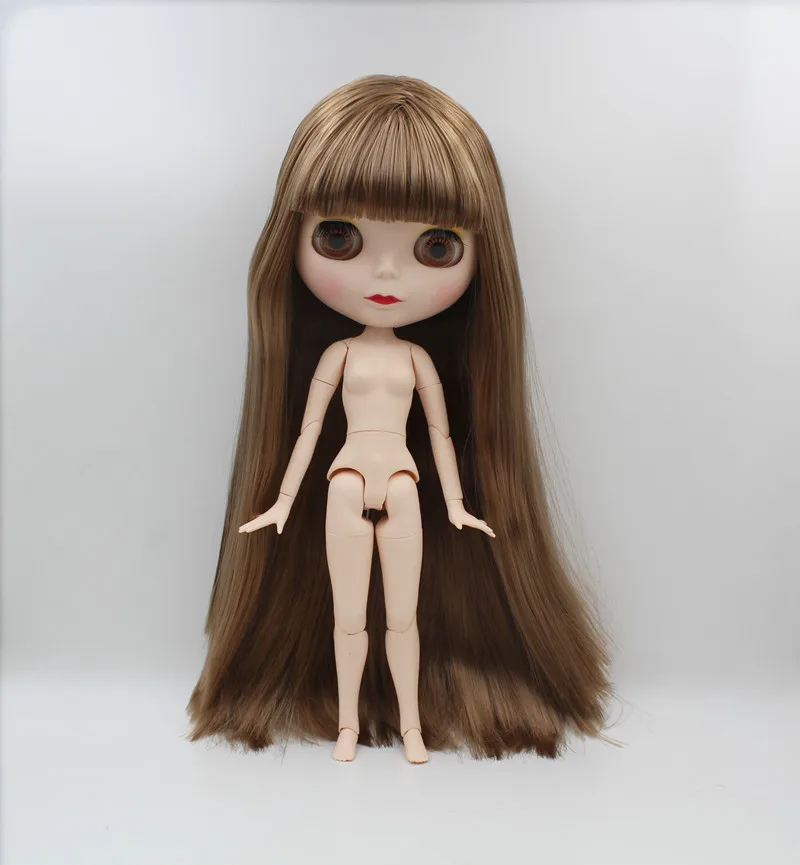 Blygirl кукла Blyth темно серебристые прямые волосы с челкой 1/6 телесного цвета 19