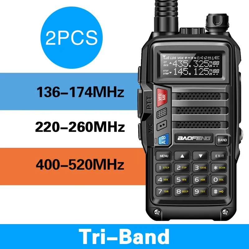 black Baofeng UV-S9 8 Вт трехдиапазонный 136-174/220-260/400-520 МГц любительский ветчина портативный любительский радиопередатчик коммуникатор передатчик рация - Цвет: black
