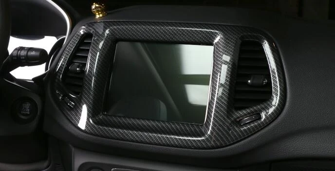 

For Jeep Compass Accessories 2017 2018 ABS Carbon fibre Car navigation panel decoration sticker cover trim car styling 1pcs