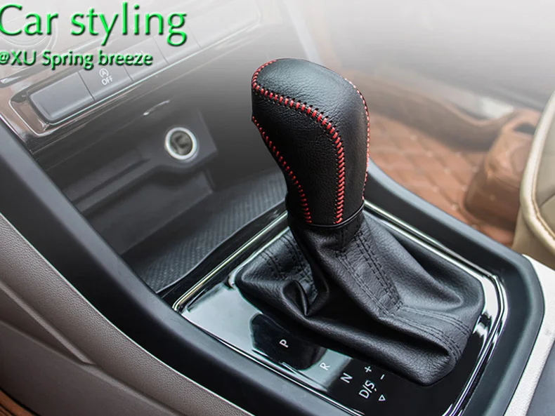 For VW Tiguan MK2 2016 2017 2018 Car Gear Shift Knob Gear Head Cover Sticker Leather