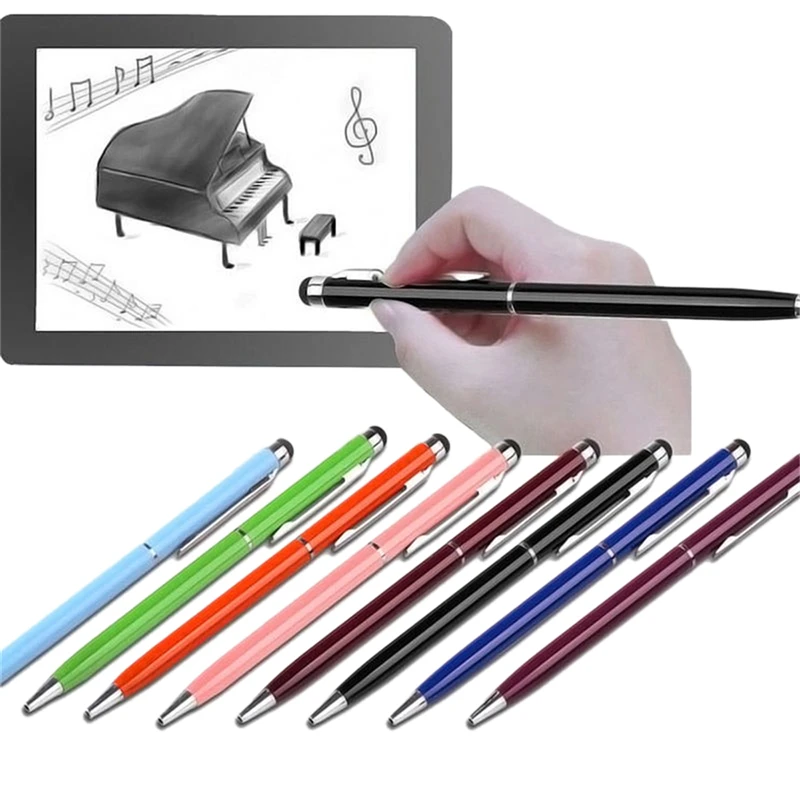 New High Quality 2 in 1 Mini Metal Capacitive Touch Pen Stylus Screen For Phone Tablet Laptop Built-in Ballpoint Pen