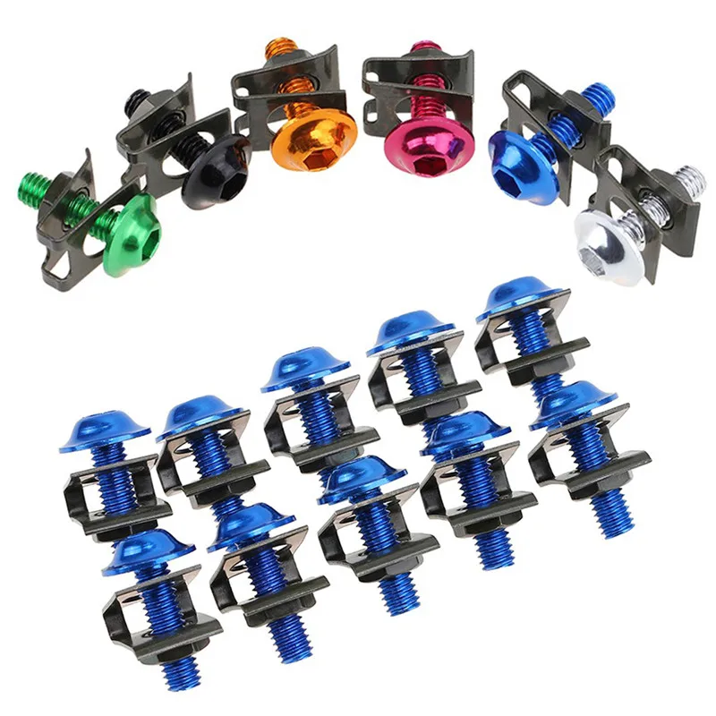 30X Blue M6 6MM Sportbike Fairing Body Bolt Screw Spire Speed Fastener Clip Nut