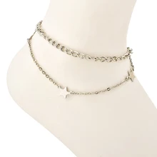 Mode pentagramme femme cheville étoile pendentif bracelets de cheville Double couches réglable Bracelet pied chaîne plage bijoux offre spéciale(China)
