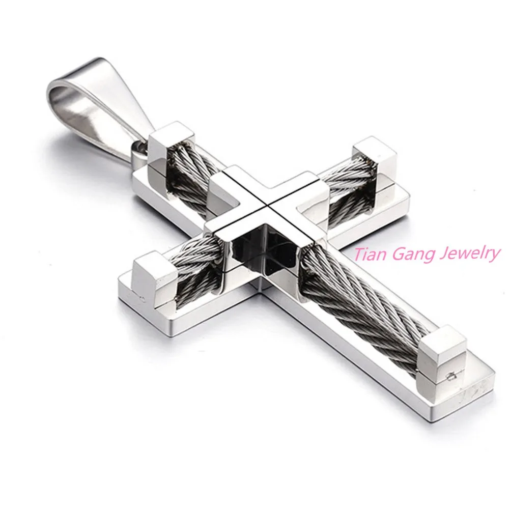

New Unique Men's Stainless Steel Cross Necklace Pendant Gold Silver Color Crucifix Jesus Necklace For Men Jewelry