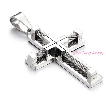 

New Unique Men's Stainless Steel Cross Necklace Pendant Gold Silver Color Crucifix Jesus Necklace For Men Jewelry