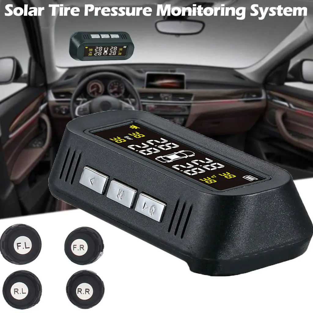 

wupp tire pressure monitoring system Solar Wireless TPMS Car Tire Tyre Pressure Monitoring System /4 External Sensor#520g40