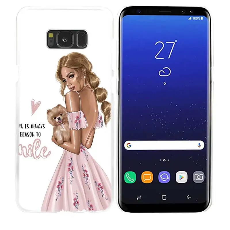 Чехол из поликарбоната для samsung Galaxy M20 M30 M40 M10 S10e S10 S9 S8 Plus S7 Note 8 9 Жесткий чехол для телефона Роскошные коричневые волосы для мамы и дочки - Цвет: 14