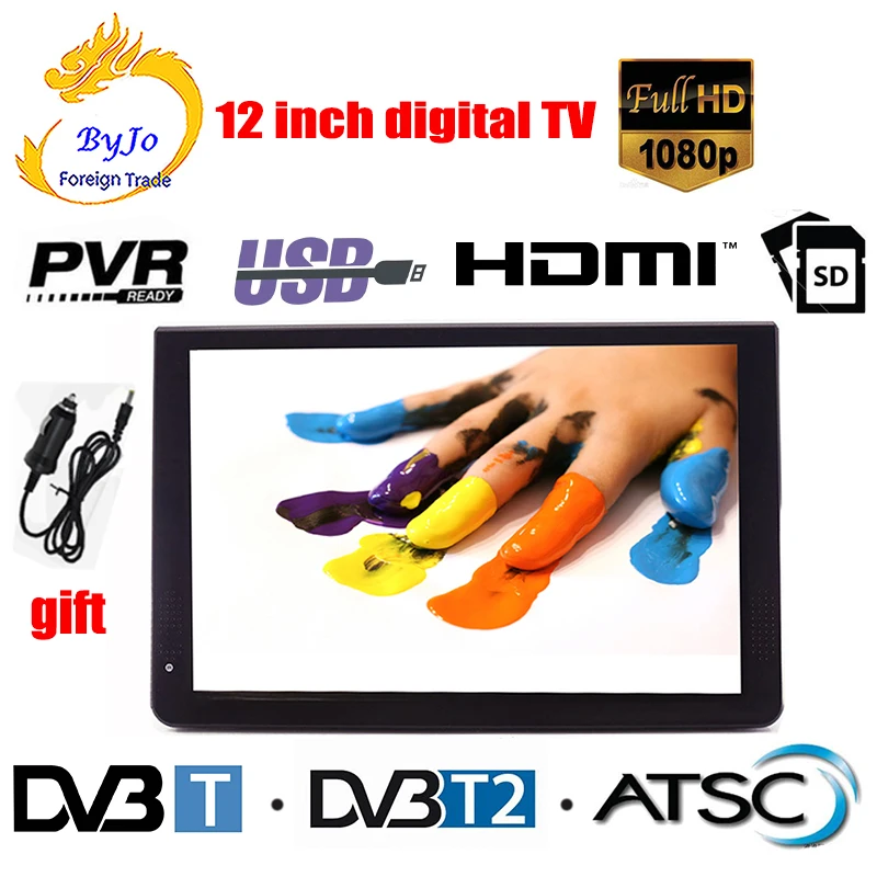 LEADSTAR D12 12 дюймов Мини светодиодный ТВ цифровой плеер AC3 DVB T T2 аналоговый ATSC