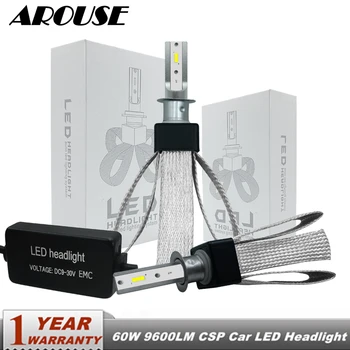 

AROUSE H1 9005 H7 H11 9006 LED Headlight Bulbs H4 Hi-Lo Beam CSP SMD 60W 9600lm 6000K Car Auto Headlamp Fog Light DC12v 24v