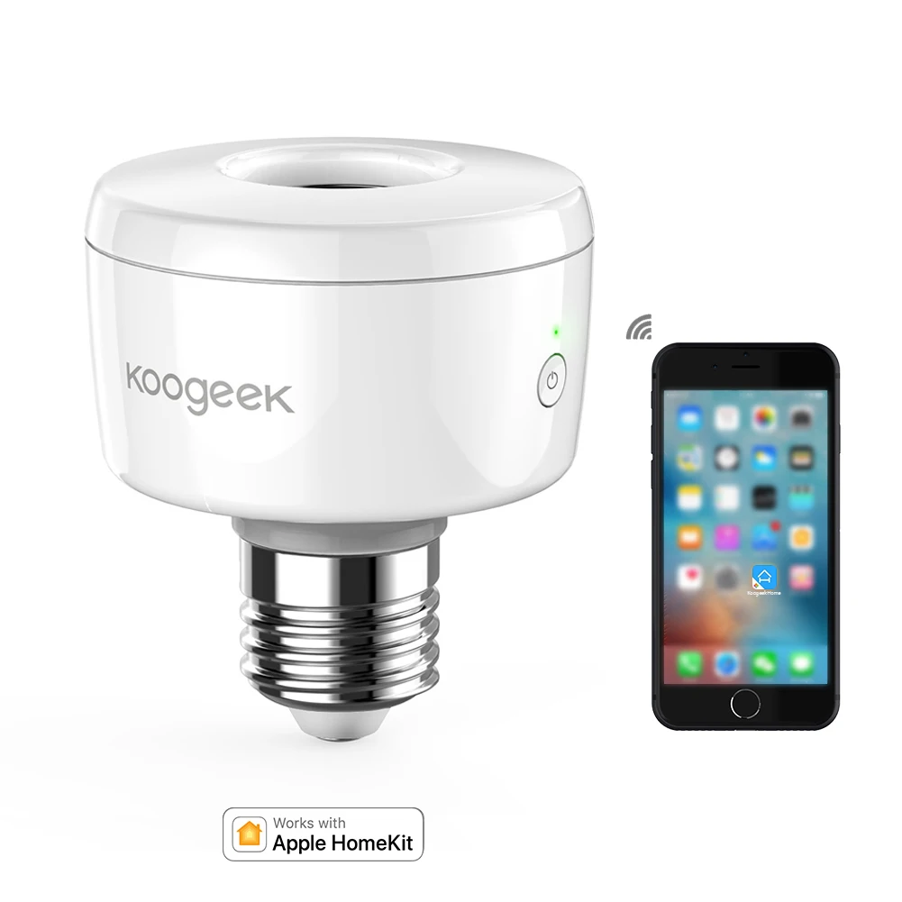 Koogeek E27 умного Wi-Fi розеточный светильник лампочка адаптер для Apple HomeKit Сири, голосовой интеллектуальный пульт дистанционного управления Управление графики цоколь лампы