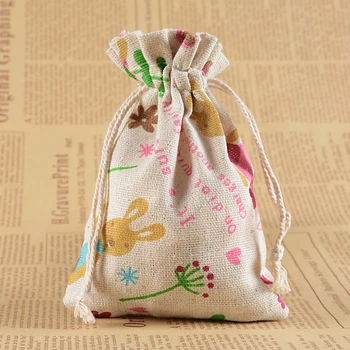 

50pcs 10x14cm / 3.93" x5.51" Cartoon color Jute Bag Drawstring Gift Bag Jewlery Storage Cotton Bag Wedding Candy Packaging Pouch