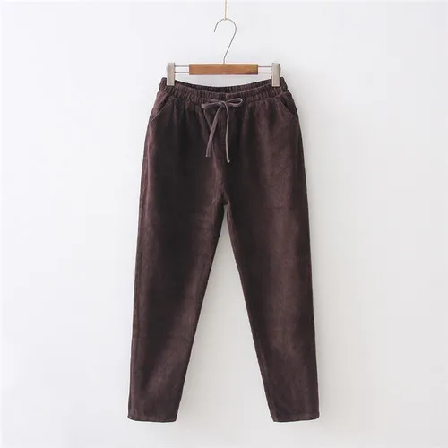 Вельветовые брюки зимние новые свободные Корейская версия ретро бархатные корейские женские штаны Lunan размера плюс - Цвет: Dark brown