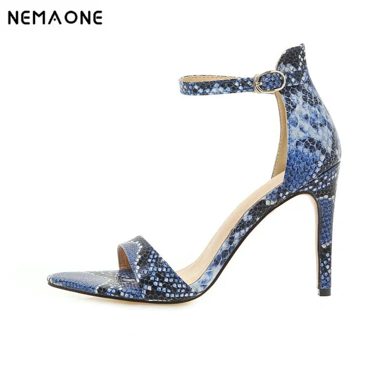 

NEMAONE 2019 New Designer Pointed Toe Open Thin High Heels Sandals Gladiator Bride Red Wedding Party Dress Shoes