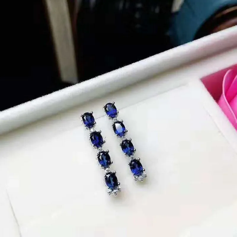 Fidelity, натуральный сапфир, 3*4 мм, серьги-гвоздики, s925 Стерлинговое Серебро, модное, хорошее ювелирное изделие для женщин, вечерние, натуральный синий драгоценный камень