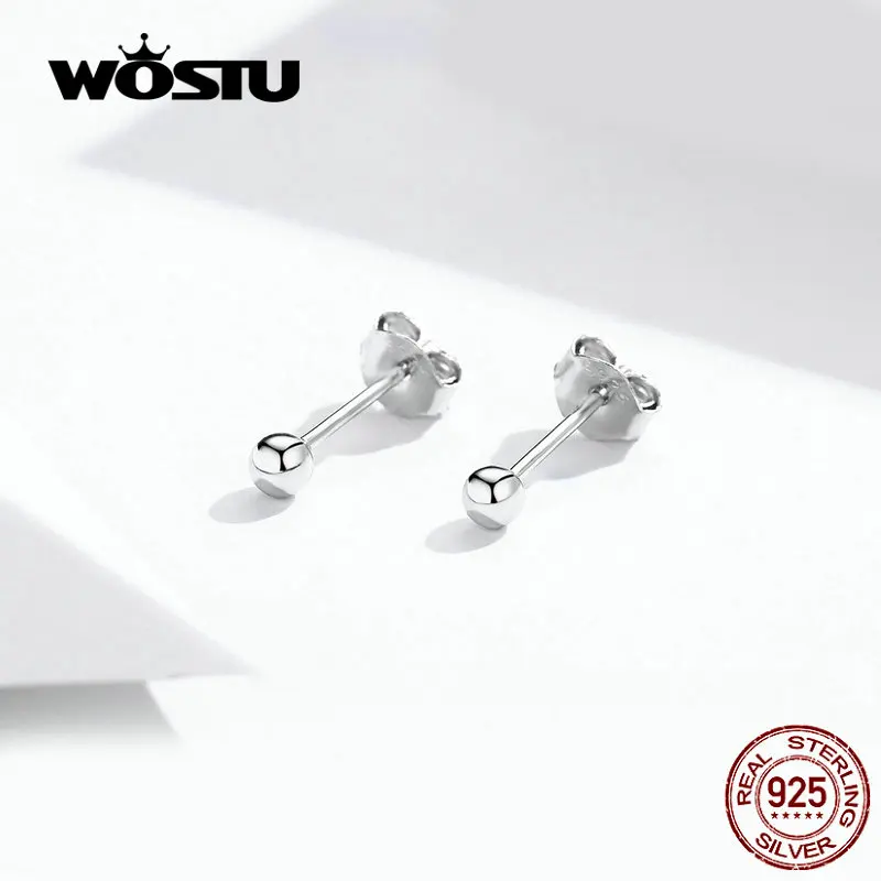 Minimalist Tiny Ball Bead Stud Earrings - 925 Sterling Silver, 5mm, Hypoallergenic Screw Back For Cartilage & Tragus