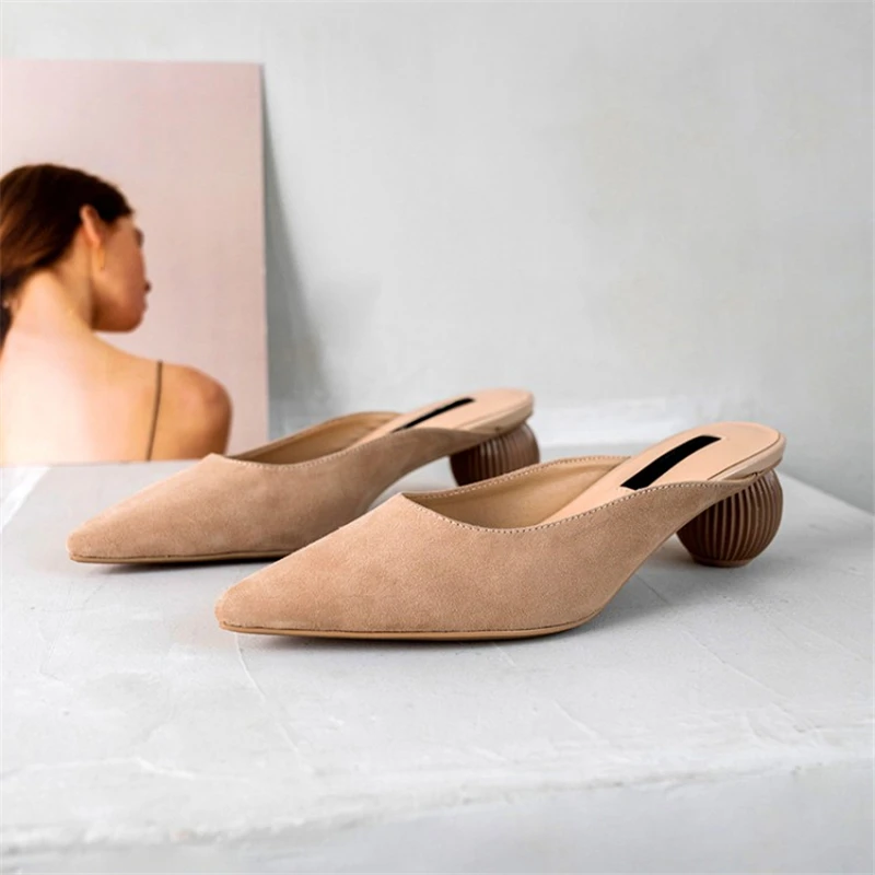 Ouqinvshen Pointed Toe Mules Shoes Women Black Fashion Strange Style Elegant Summer High Heels Slipper Kid Suede Women Slippers Ouqinvshen Pointed Toe Mules Shoes Women Black Fashion Strange Style Elegant Summer High Heels Slipper Kid Suede Women Slippers