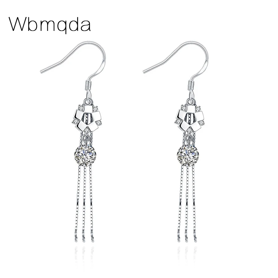 wbmpda 925 Sterling Silver Flower-shaped Zircon Earrings Popular Fashion Elegant Wedding Girlfriend Gift | Украшения и аксессуары