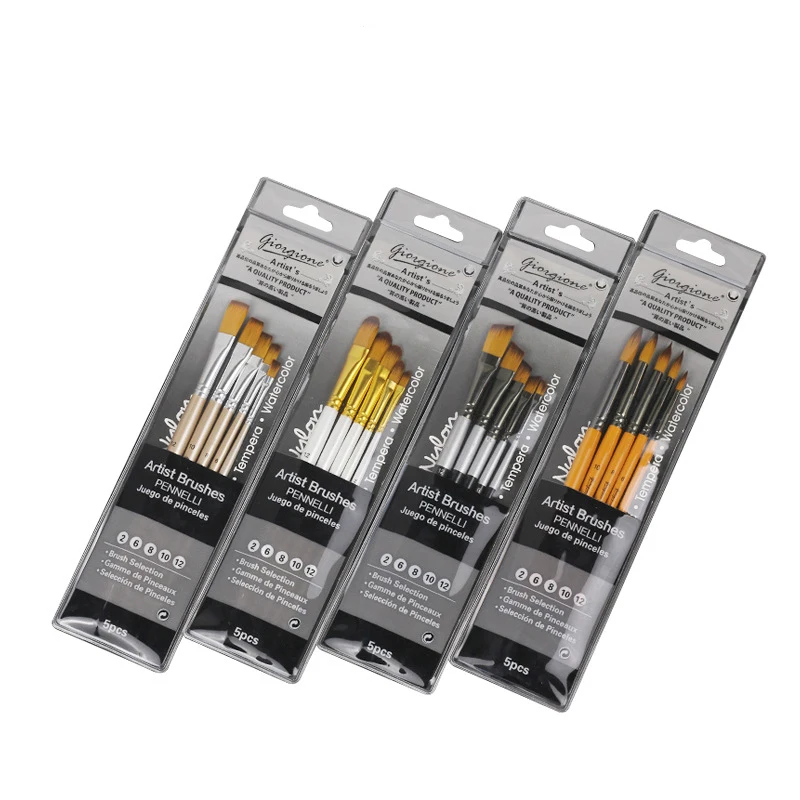 Goedkoop Aquarel gouache borstel hoge kwaliteit nylon haar 5 sticks art schilderen pen set Student kunst levert Schilderen materiaal
