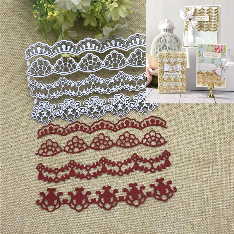 

4 pcs Flower Lace Metal Cutting Dies Stencil for DIY Scrapbooking Album Embossing Paper Cards Making Decor Crafts Die Cuts