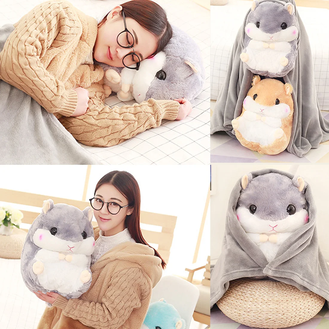 1Set Soft Hamster Hold Pillow Blanket Home Decoration Bedding Coral