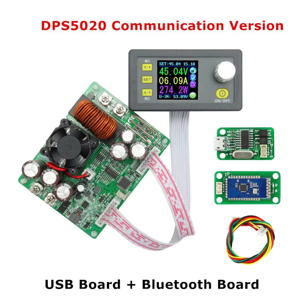 DPS5020 Постоянное Напряжение Ток понижающий связь цифровой источник питания понижающий преобразователь напряжения ЖК-вольтметр 50 в 20A - Цвет: communication USB BT