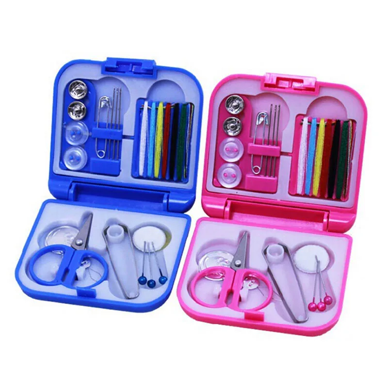 

Travel Sewing Kit Portable Travel Accessories Scissor Thimble Buttons Pins Mini 1 Set Needle Threads Case Sewing Box Home Tools