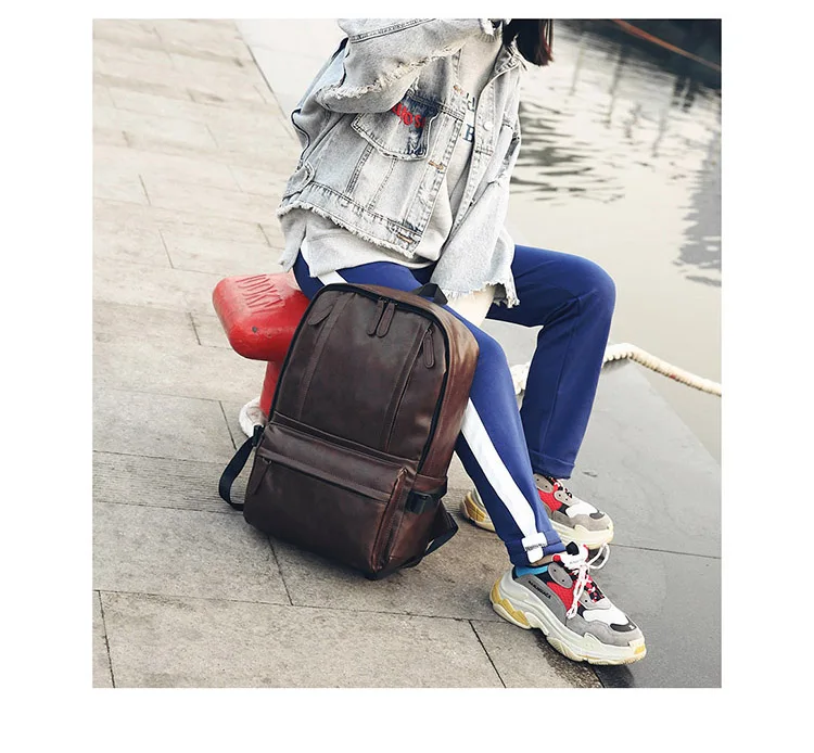 Мужские рюкзаки, подплечики, кожаные модные тренды, Школьные Сумки из искусственной кожи, дорожные сумки, для отдыха в Корейском стиле