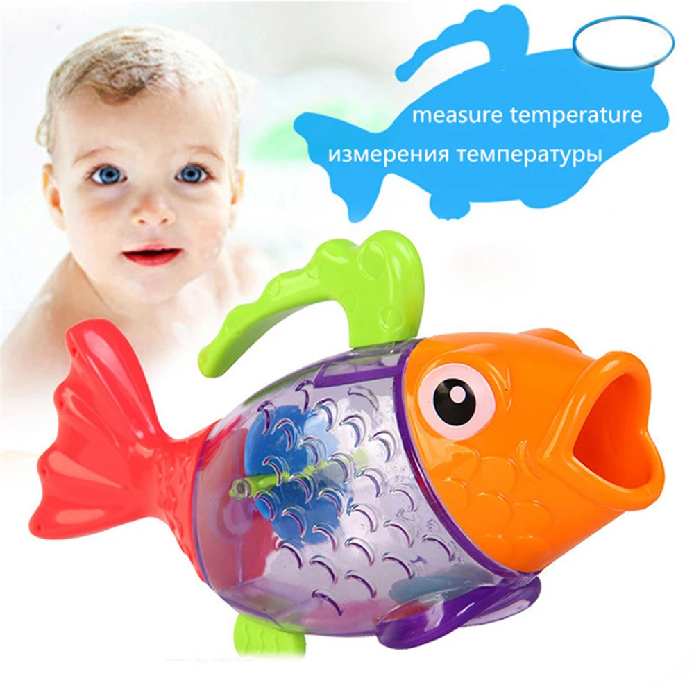 

Cute Baby Bathing Fish Toy Rattle Sprinkler Shower Measure Temperature Bath Toy Children's Day gift