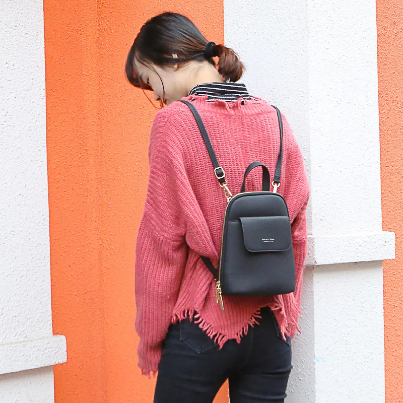 WEICHEN Multi-función de la Mochila de Mujeres de moda pequeña Mochila mujer de cuero de las señoras bolso de chica, bolso Mini Mochila monedero