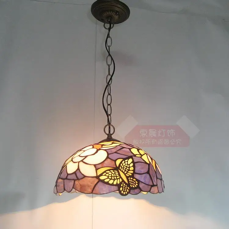 

light restaurant pendant lamps rural single head creative Purple Butterfly living room bedroom study pedant lights