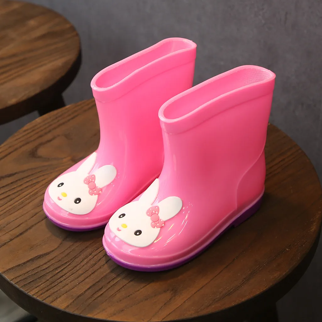 Милая Классическая Детская обувь; резиновые детские Мультяшные сапоги из ПВХ для детей; водонепроницаемые непромокаемые сапоги для девочек; Водонепроницаемая Обувь