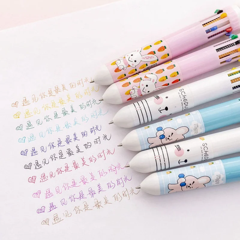 Мульти цветной маркер 0,5 мм милый мультфильм кролик 10 цветная шариковая ручка хайлайтер аксессуары для офиса школьные принадлежности