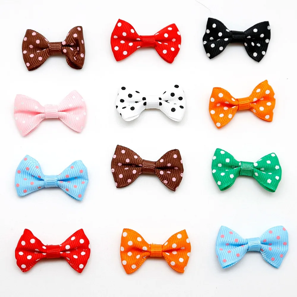 

25Pcs/lot 4X2.5cm Small Mini Handmade DIY Dot Satin Ribbon Bow For DIY Craft Wedding Bow Tie Decoration & Kids Hairpins