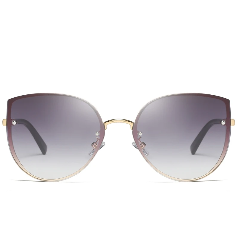 Trendy Oversized Cat Eye Sunglasses Women Rimless Sun Glasses Metal Ladies Retro Shades Uv400 - Цвет: type  2