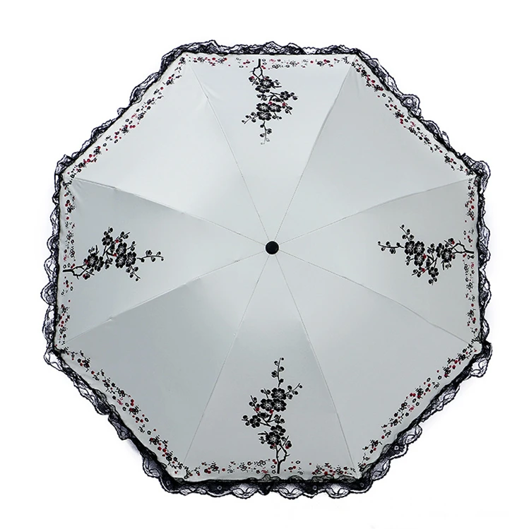 6 цветов цветок сливы зонтик кружева три складной зонтик УФ бренд Солнечный/дождь зонтик зонт от солнца с кружевами дождь женский