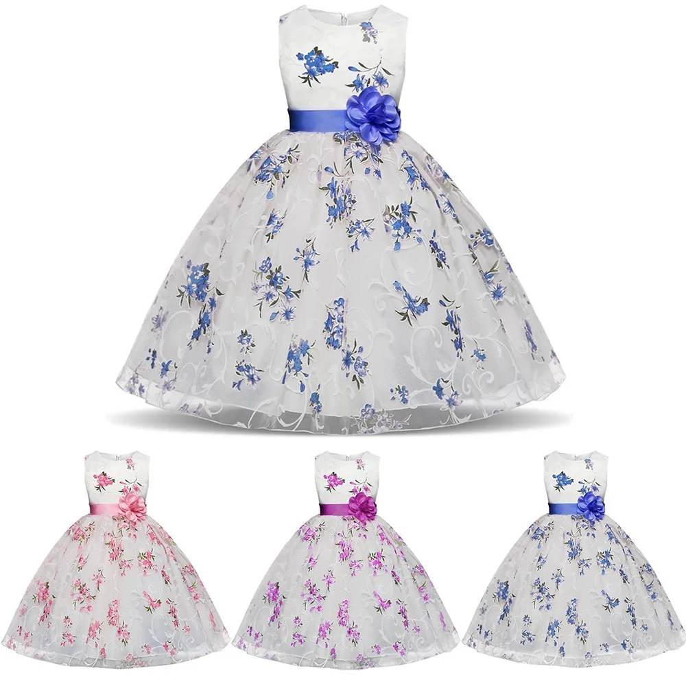 baby girl baby boy clothes Childrens Kid Polyester Casual Floral Regular Length Princess Floral Gown Party Sleeveless Tutu Dress