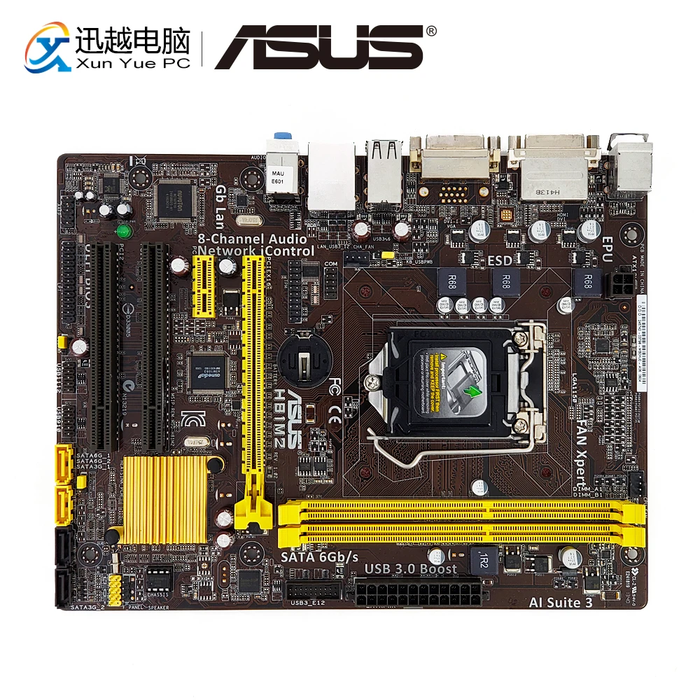 

Asus H81M2 Desktop Motherboard H81 LGA 1150 For Core i7 i5 i3 DDR3 16G SATA3 USB3.0 DVI VGA Micro-ATX Original Used Mainboard