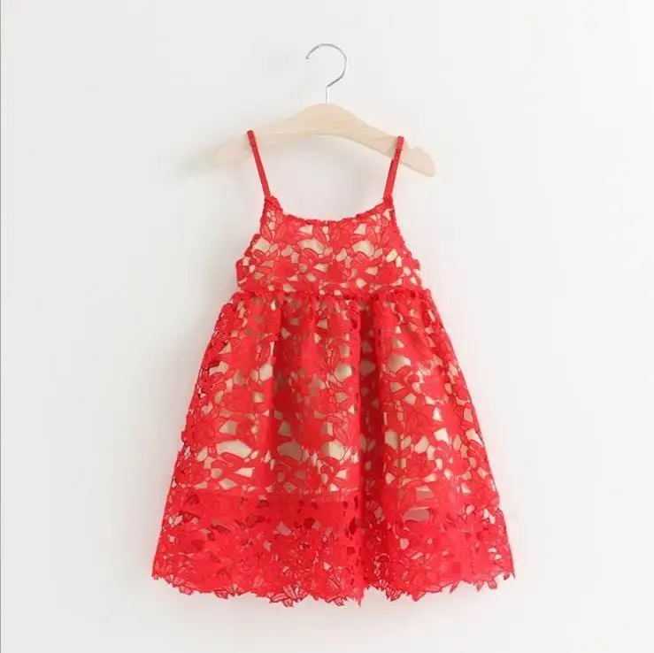 Розничная, летние платья принцессы для девочек Красное Кружевное открытое Открытое платье для маленьких девочек детская одежда От 1 до 4 лет, TM002