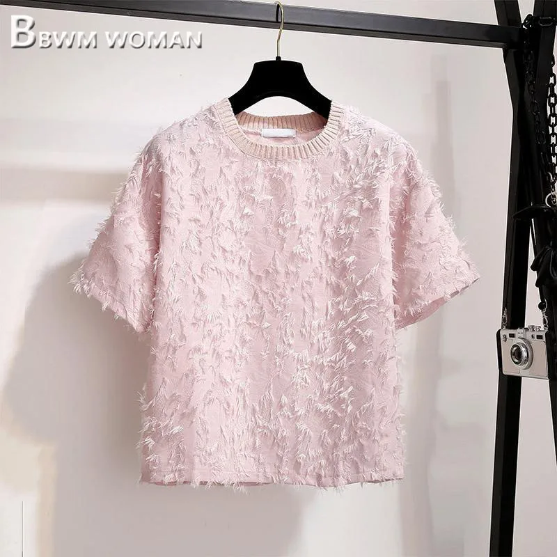 Французский стиль женские комплекты розовая футболка и сетчатая юбка женские комплекты