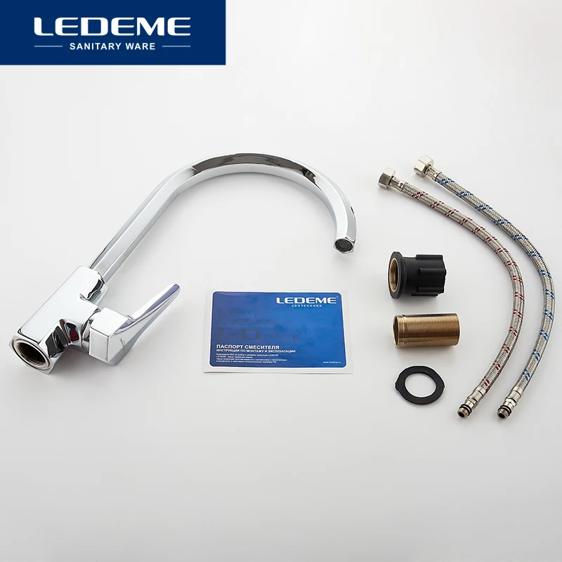 LEDEME Смеситель для кухни высокий с гайкой латунь Цвет: хром L4059 2|kitchen faucet pull|kitchen pull