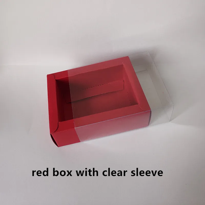 20 шт. несколько размеров матовый рукав ящика Tpye бумажные коробки Прозрачная крышка Ремесло мыло ручной работы в коробке для свадьбы праздничная подарочная упаковка - Цвет: red clear sleeve