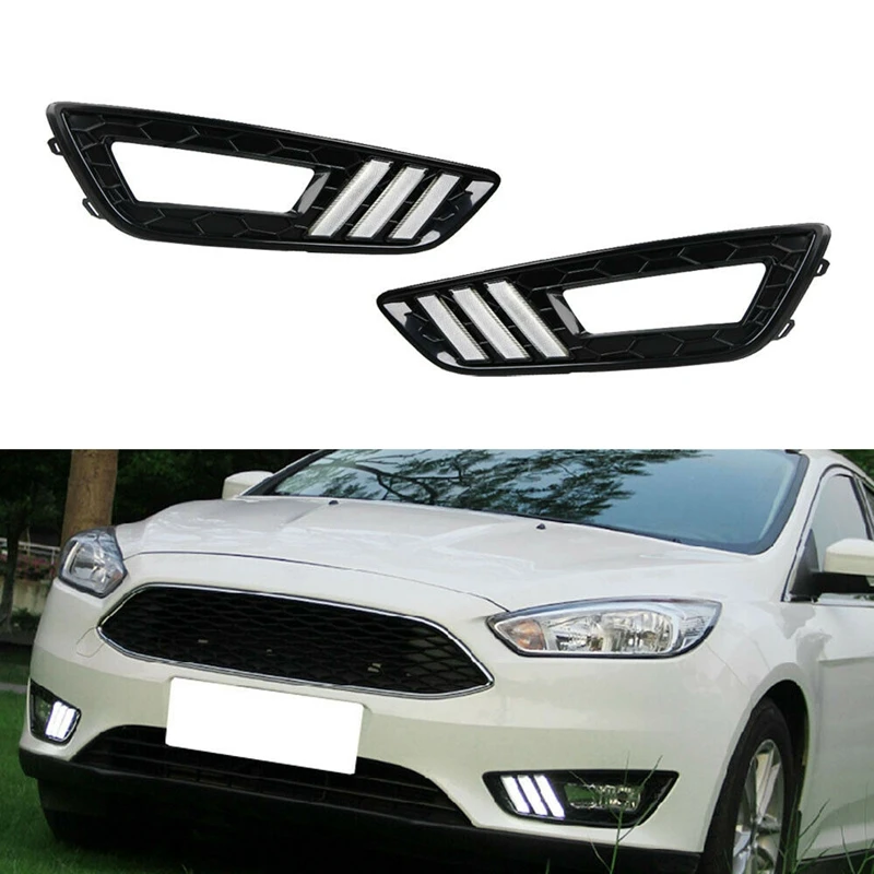 

For Ford Focus 3 2015 2016 2017 Car Drl Daytime Running Lights Led Turning Signal Fog Lamp On Car More Brightness Waterproof