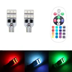 2 шт. Дистанционное управление T10 W5W 168 салона RGB LED Купол Чтение свет DC 12 В 6 SMD 5050 ЛАМПЫ