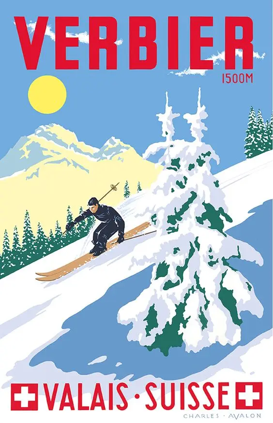 VERBIER Seaview горный вид путешествия в швейцарарию серии Винтаж постер декоративная