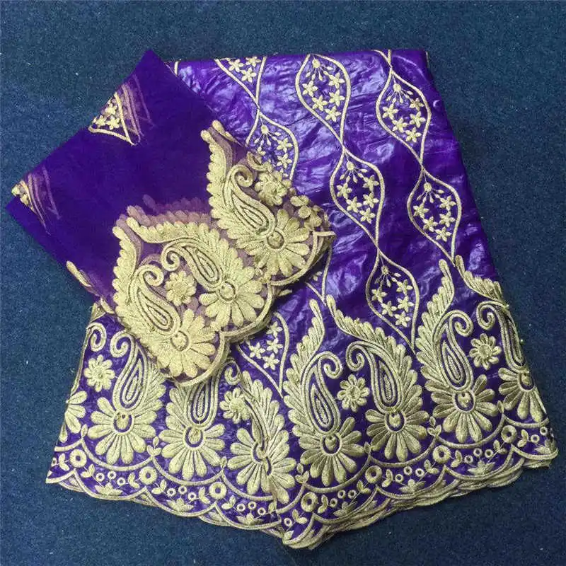 

Purple Color Guinea Brocade Lace Embroidery bazin Getz Brocade Fabrics with bazin Riche Material with Beads and Stones 30
