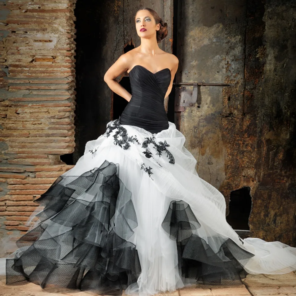 Wedding Black And White Wedding Dress online buy wholesale white and black wedding dress from china sleeveless sweetheart long train ball gown lace dresseschina mainland